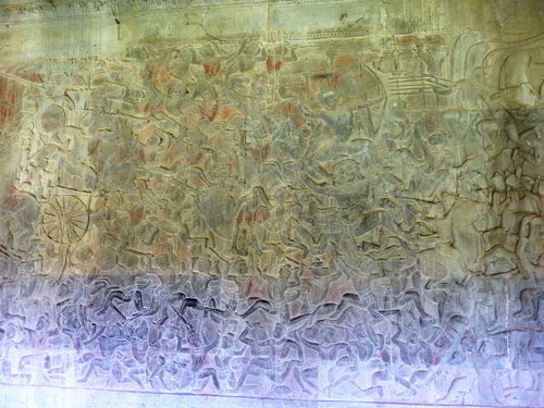 Барельеф северной галереи Ангкор Ват. Битва девов с асурами. Бог Кубера.