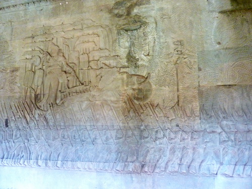 Bas-reliefs of Angkor Wat. Southern gallery, West part. Historical Gallery of Suryavarman II.