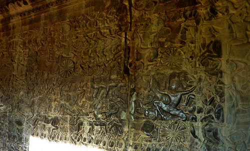 Барельеф западной галереи, южной части Ангкора Ват. Битва на Курукшетра. Армия Пандавов.