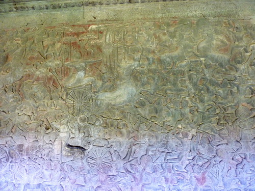 Барельеф северной галереи Ангкор Ват. Битва девов с асурами. Бог смерти Яма.